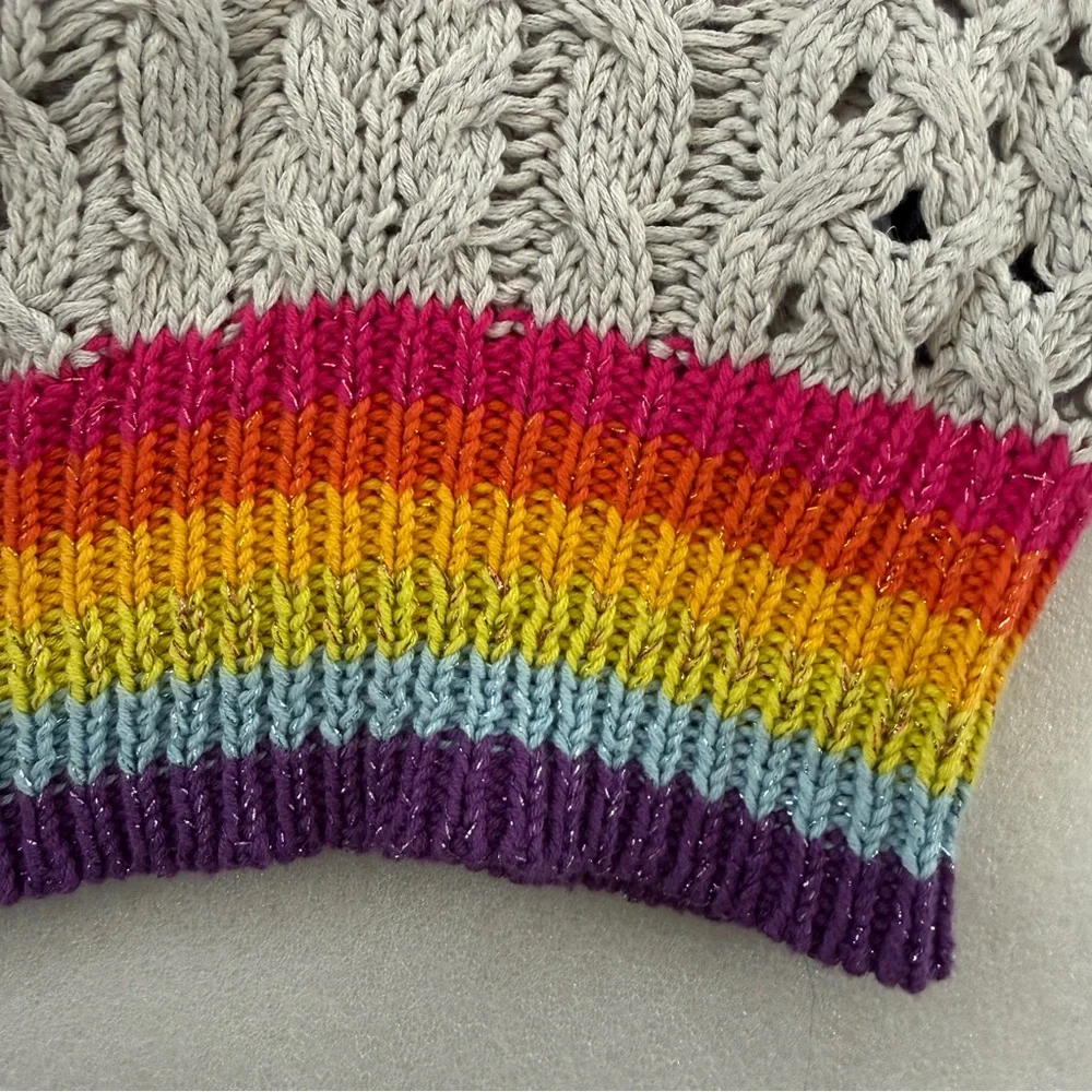 Le Superbe Silver Lining Rainbow Cuff Cashmere Blend Sweater